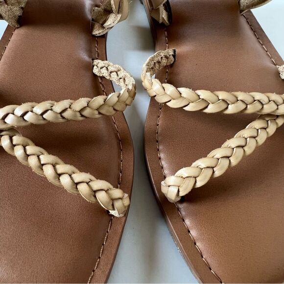 Universal Thread Hilda Braided Faux Leather Mushroom Tan Slide Sandals Size 8 - Picture 7 of 12
